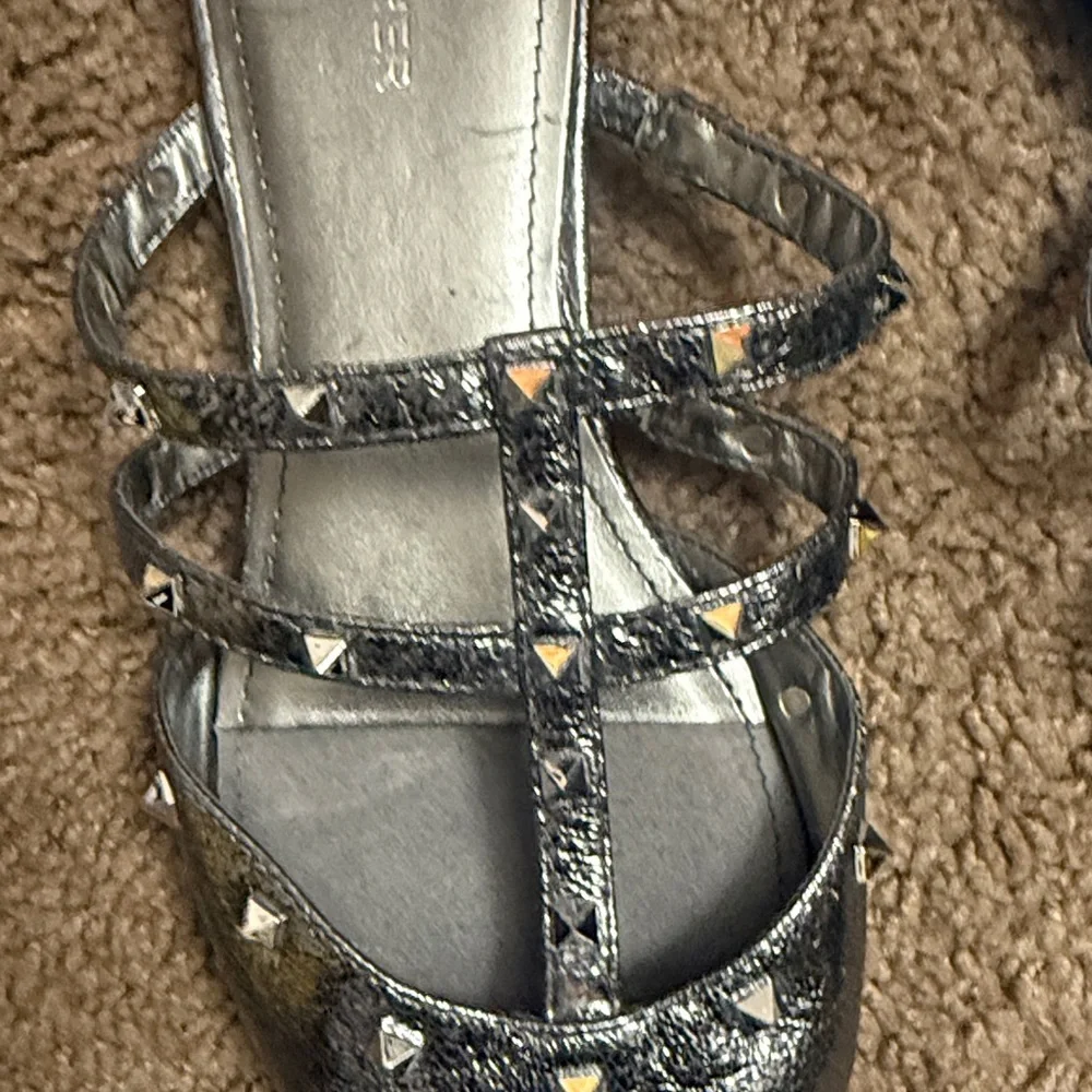 Marc Fisher Metallic Silver Mules